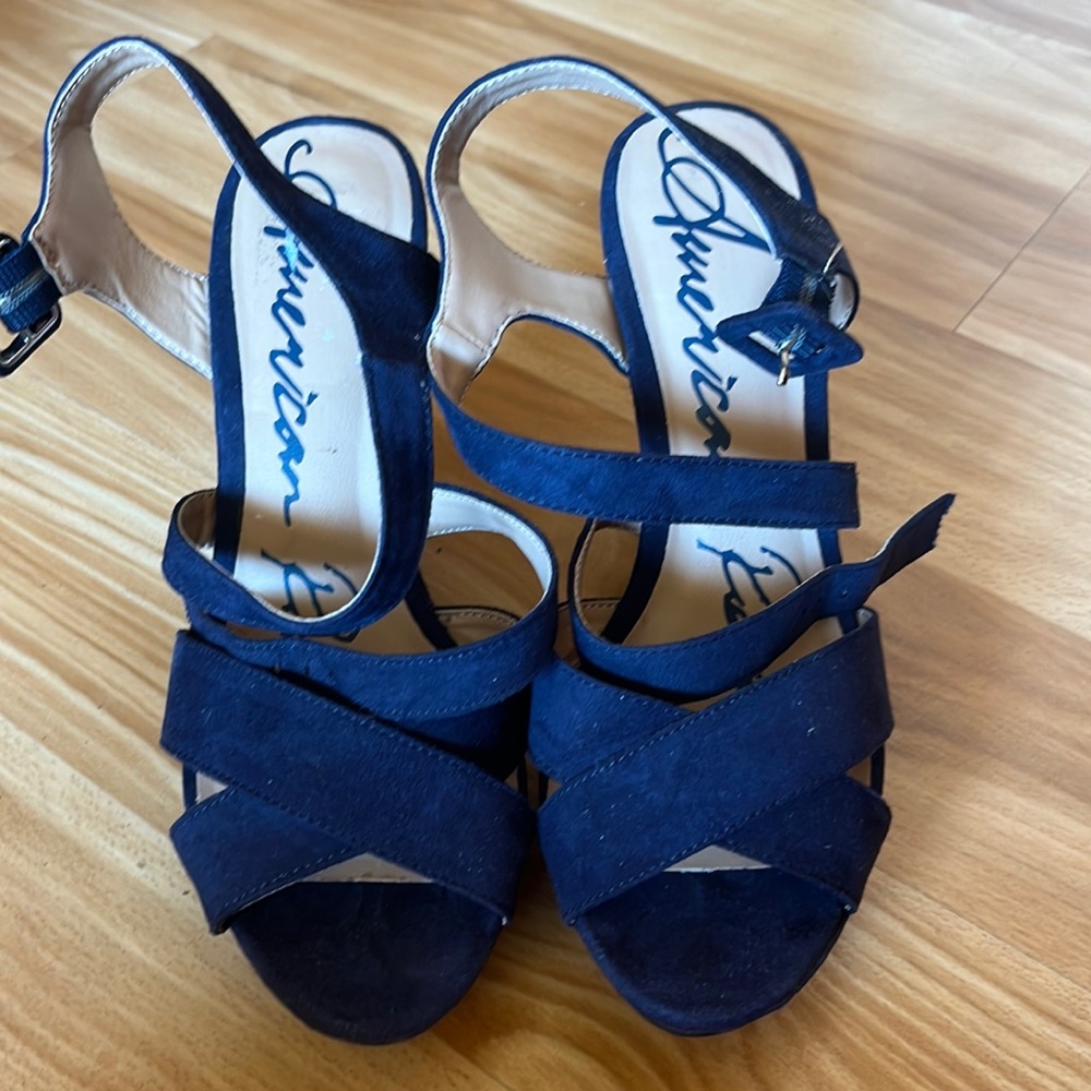 American Rag Cie, Blue High Hell Wedges, Size 7.5